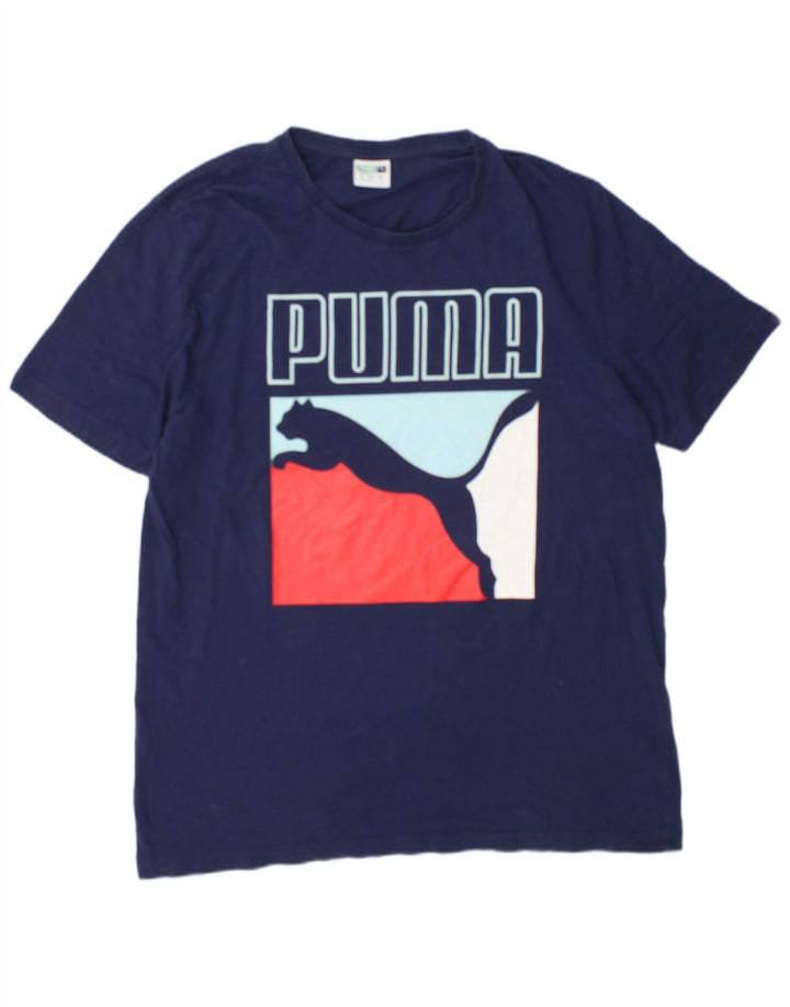 Ανδρικό γραφικό T-Shirt Puma Top Large Navy Blue από βαμβάκι