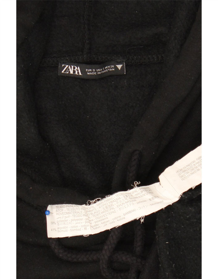 Zara Γυναικείο Hoodie Jumper UK 10 Small Black Polyester