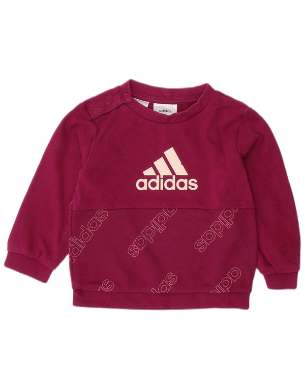 ADIDAS Baby Girls Graphic Φούτερ 9-12 μηνών βαμβακερό μπορντό