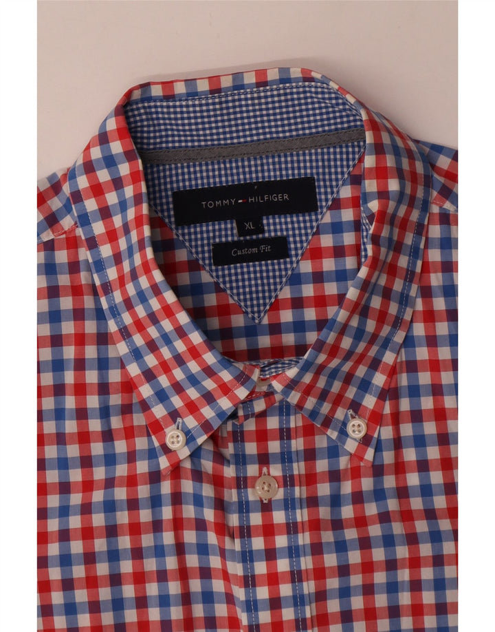 Ανδρικό κοντό μανίκι Tommy Hilfiger πουκάμισο XL Red Gingham