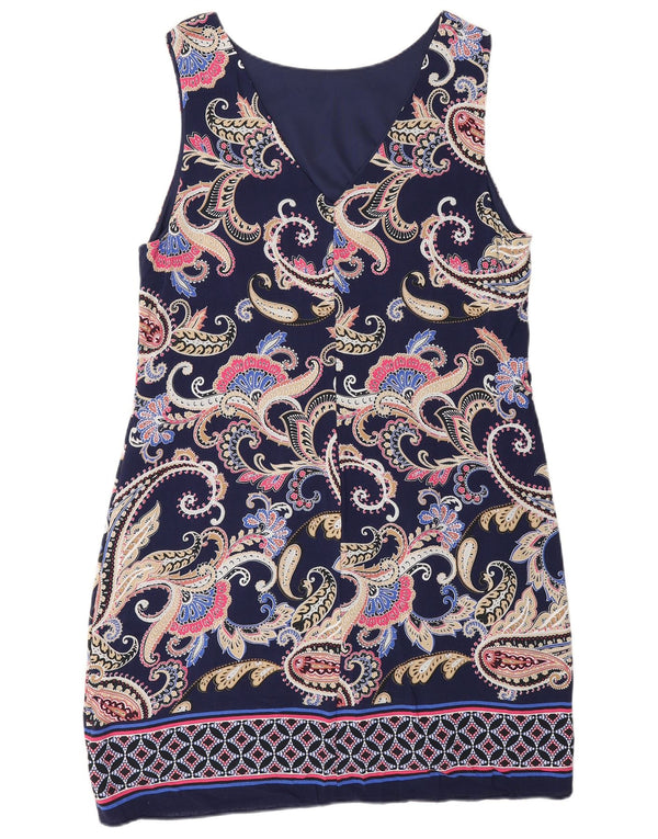 Wallis Γυναικείο αμάνικο φόρεμα με θήκη UK 14 Medium Navy Blue Paisley