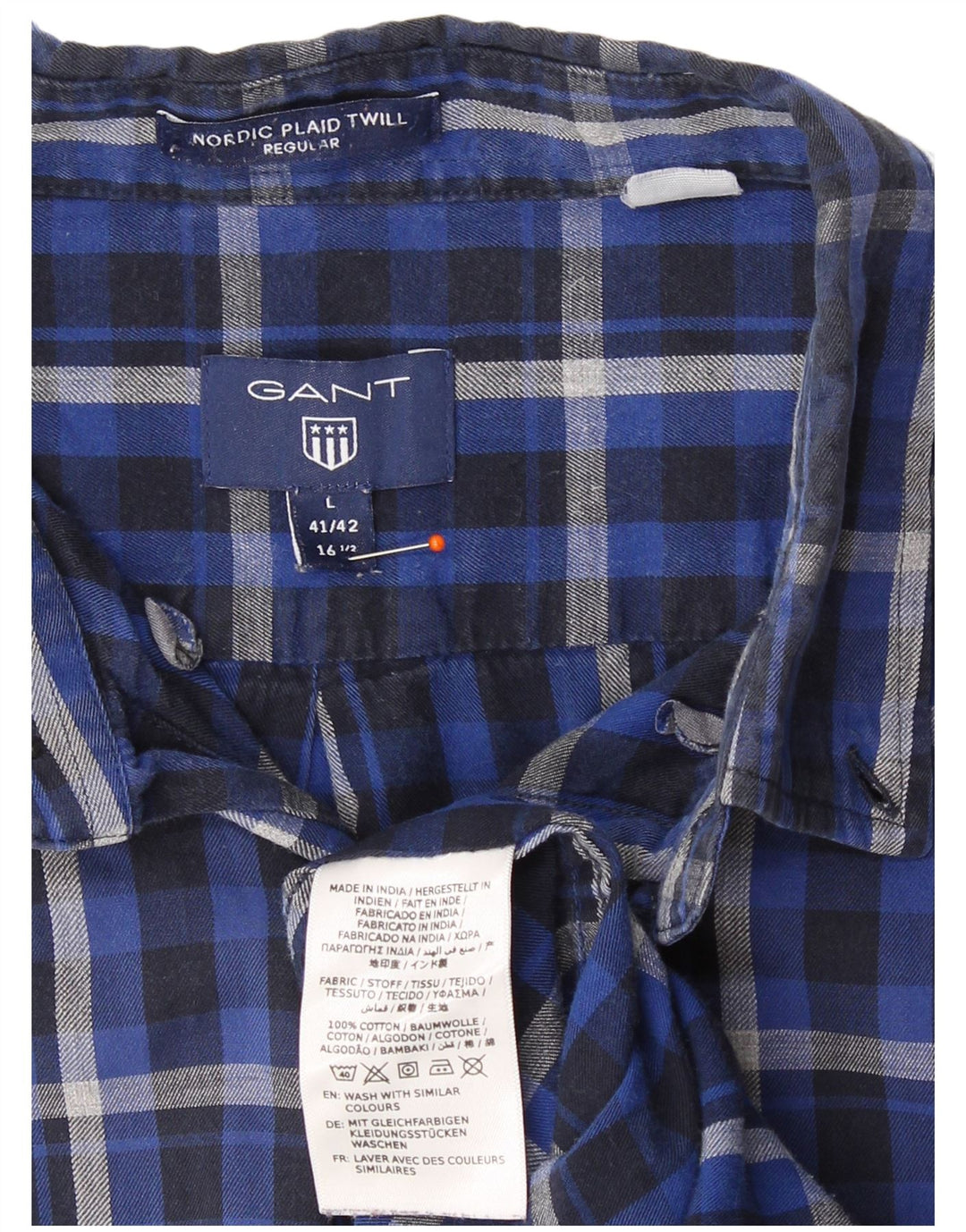 Ανδρικό πουκάμισο Gant Regular Fit Size 41/42 16 1/2 Large Blue Check Cotton