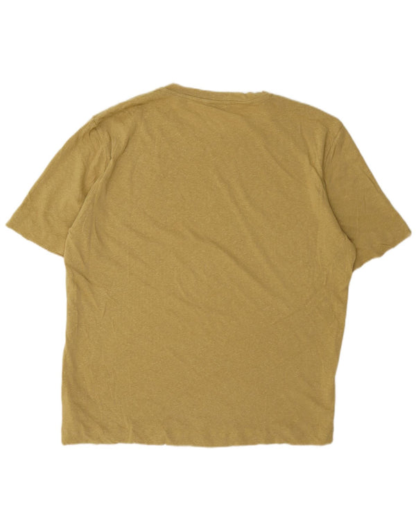 Massimo Dutti Γυναικείο T-Shirt Top UK 20 2XL Yellow λινό