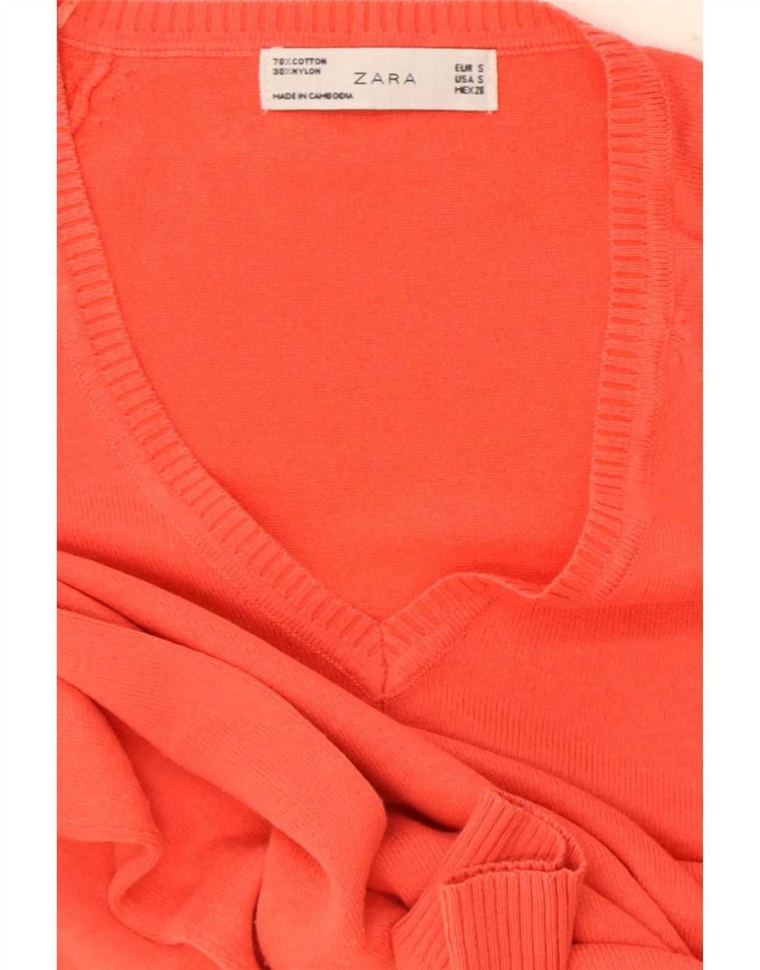 Zara Γυναικείο πουλόβερ με V λαιμόκοψη UK 10 Small Red