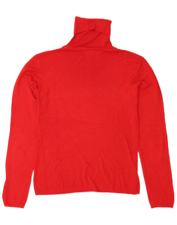 Zara Γυναικείο πουλόβερ με ρολό λαιμόκοψη UK 14 Large Red Rayon