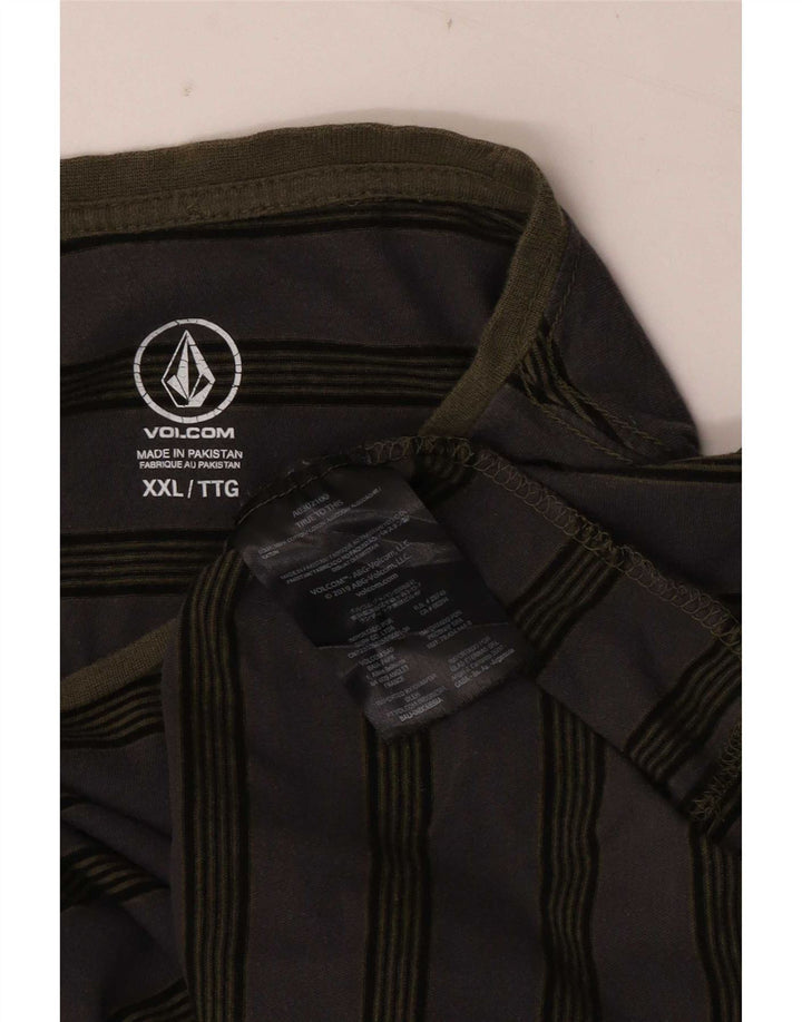 Ανδρικό μπλουζάκι Volcom μακρυμάνικο 2XL γκρι ριγέ βαμβακερό