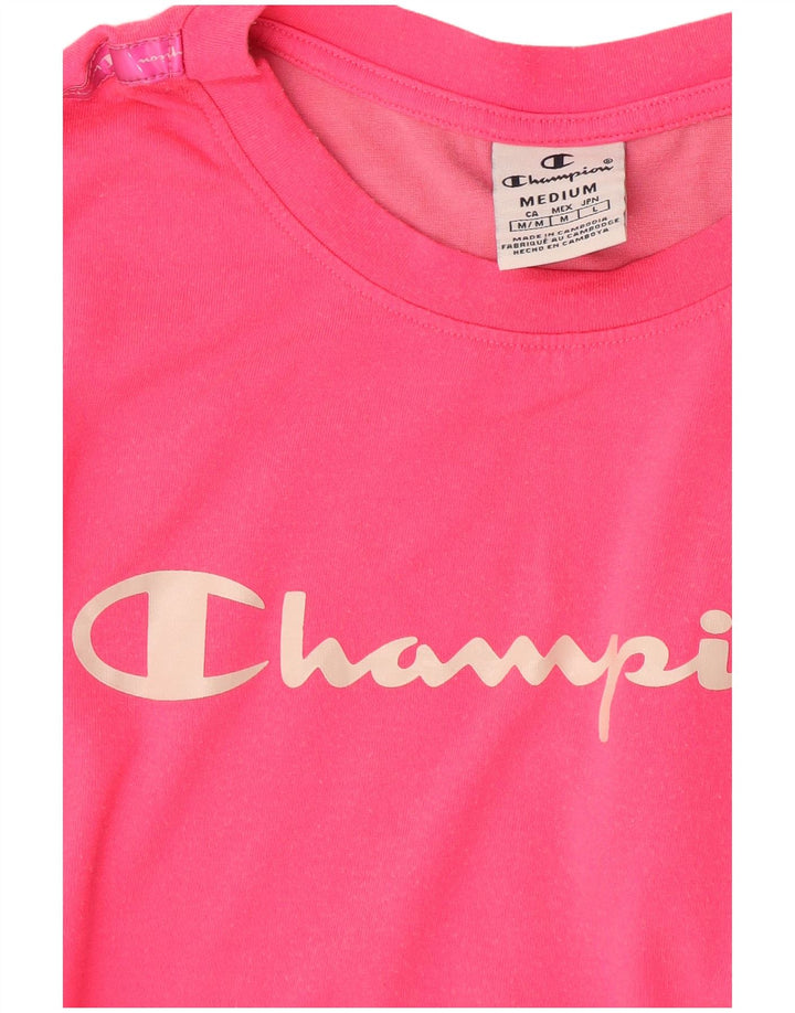 Champion Womens Graphic T-Shirt Top UK 14 Medium Pink
