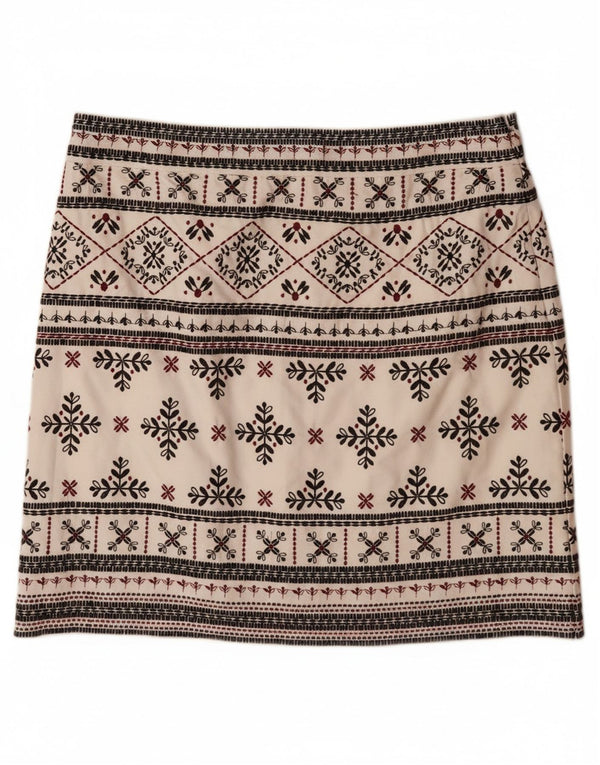 WHITE STUFF Γυναικεία μίνι φούστα UK 10 Small W32 Off White Fair Isle Cotton