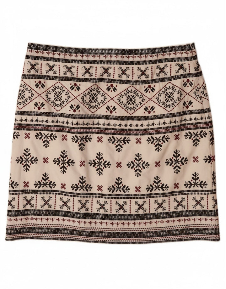 WHITE STUFF Γυναικεία μίνι φούστα UK 10 Small W32 Off White Fair Isle Cotton