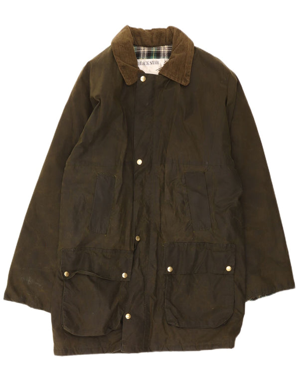 Vintage Ανδρικό κερωμένο βαμβακερό παλτό UK 38 Medium Khaki