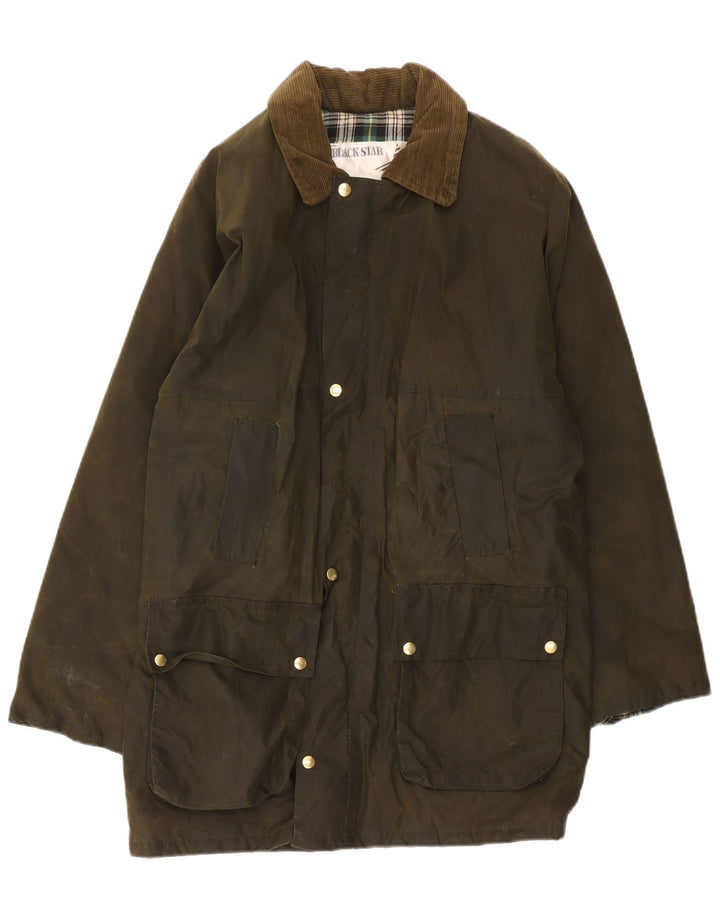 Vintage Ανδρικό κερωμένο βαμβακερό παλτό UK 38 Medium Khaki
