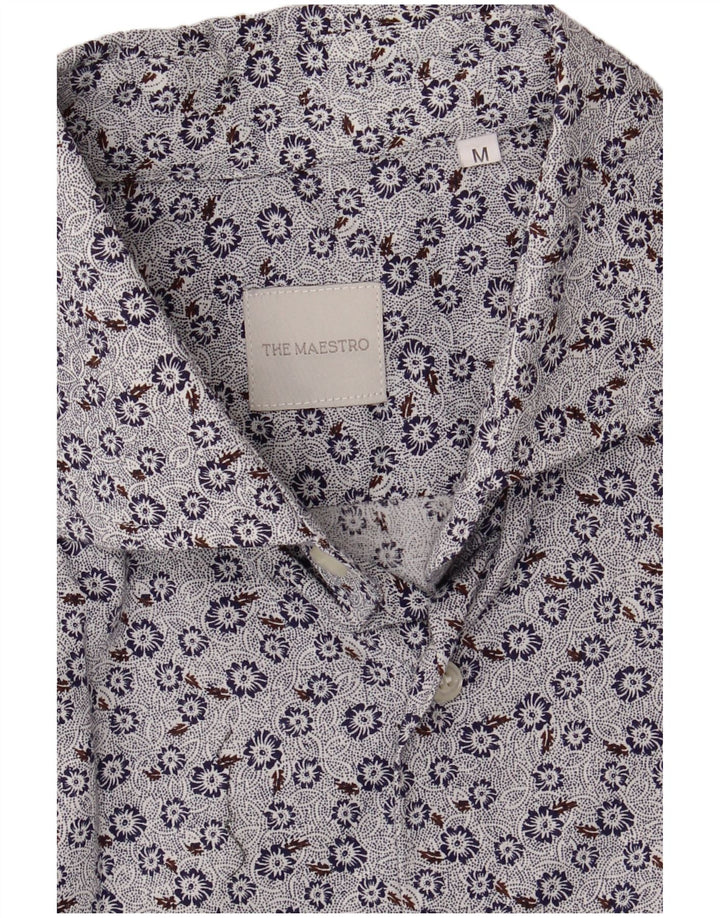 Vintage Ανδρικό πουκάμισο Μεσαίο Μπλε Floral