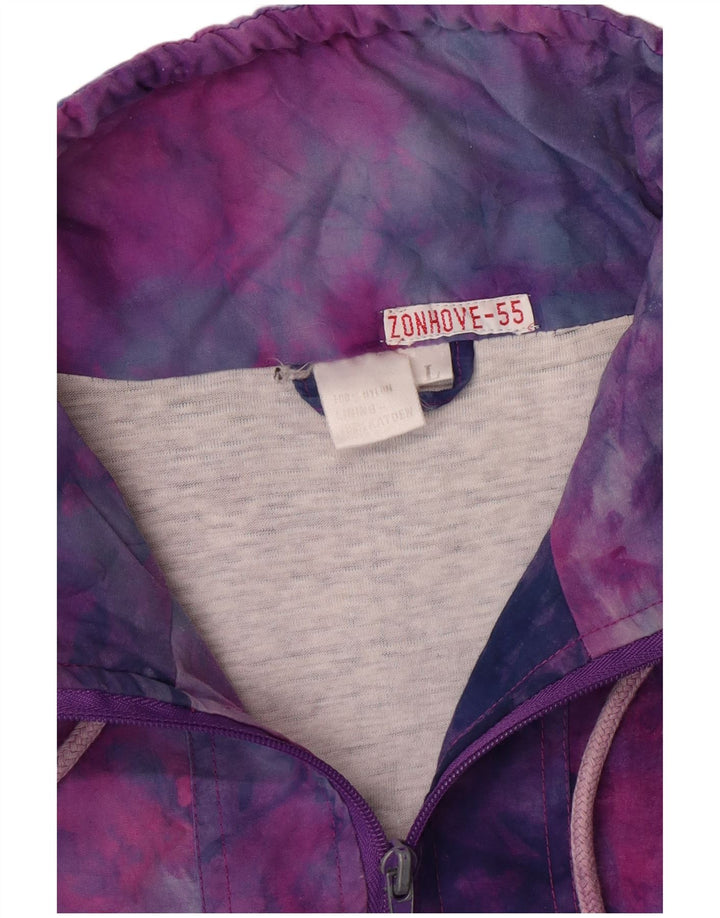 Vintage γυναικεία αθλητική φόρμα τοπ μπουφάν UK 16 μεγάλη πολύχρωμη βαφή γραβάτας