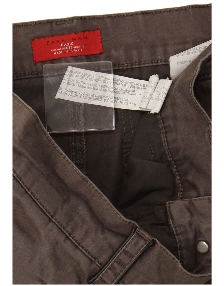 Ανδρικό παντελόνι Chino ZARA 42 μεγάλο W32 L33 καφέ βαμβακερό