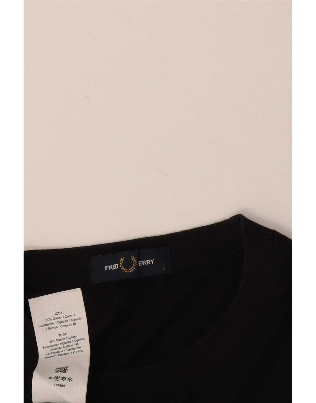 Fred Perry Ανδρικό T-Shirt Top μεγάλο μαύρο βαμβακερό