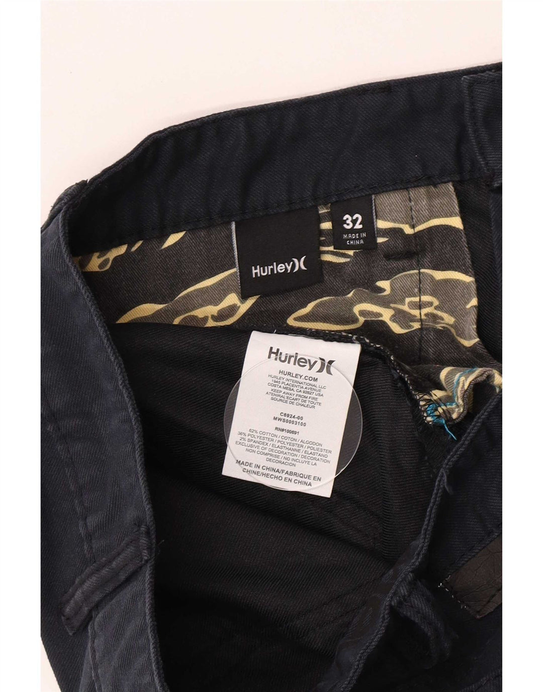 Ανδρικό σορτς Hurley casual W32, μεσαίο ναυτικό, βαμβακερό