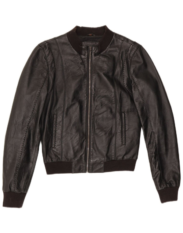 Conbipel Γυναικείο Crop Δερμάτινο Μπουφάν IT 42 Medium Black Leather