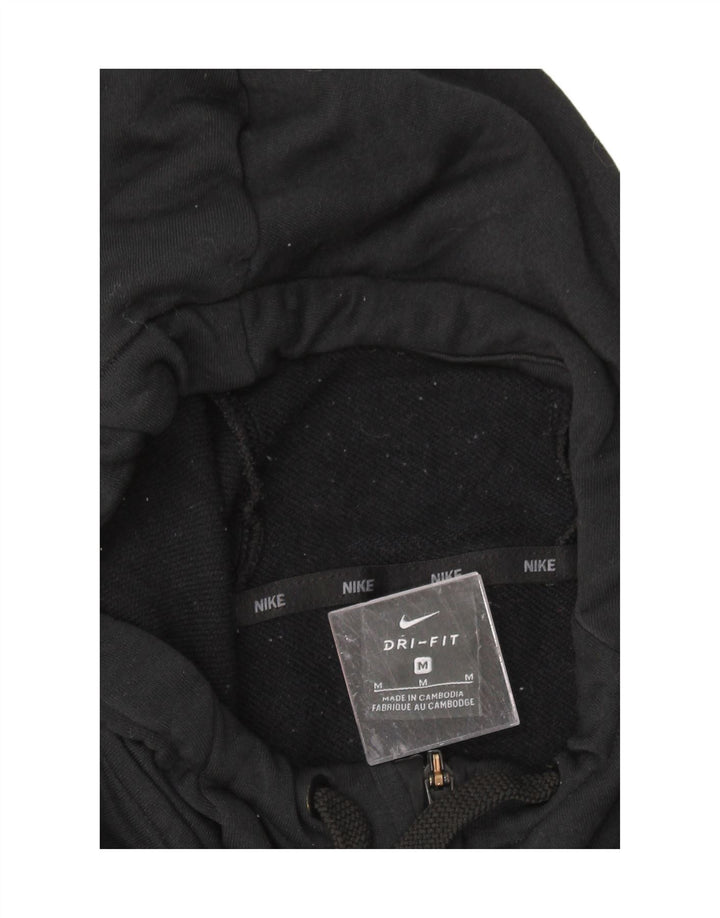 NIKE Womens Dri Fit Zip Hoodie Sweater UK 14 Medium Black Polyester