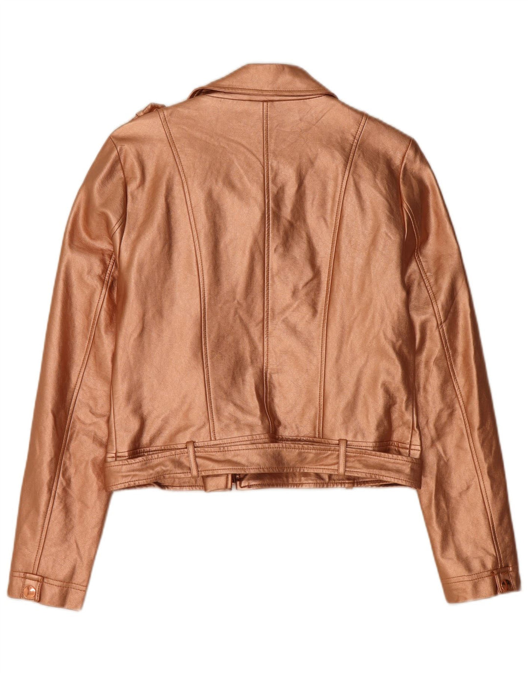 GUESS Γυναικείο μπουφάν ποδηλάτου από ψεύτικο δέρμα Crop UK 12 μεσαίου χρυσού πολυουρεθάνης