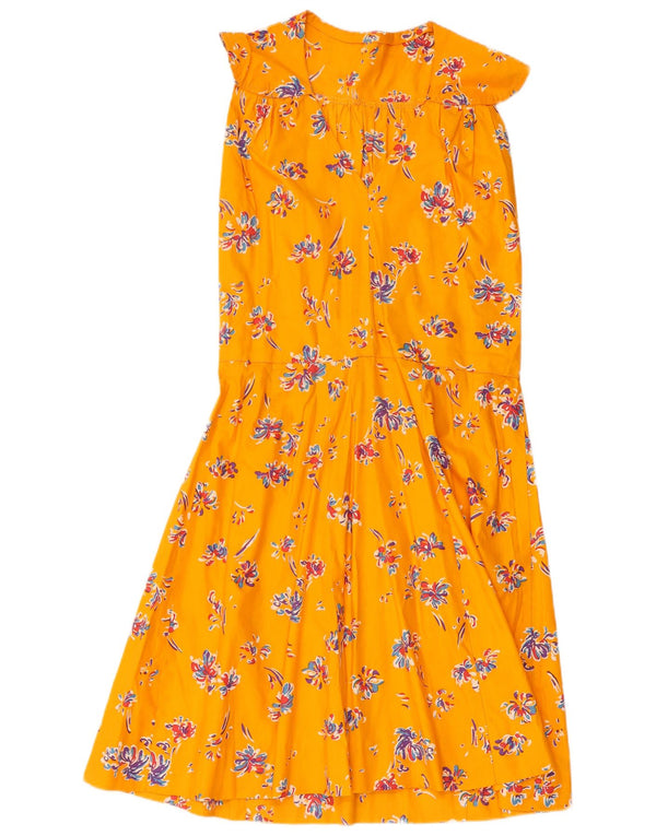 Vintage γυναικείο αμάνικο Sundress UK 10 Small Yellow Floral