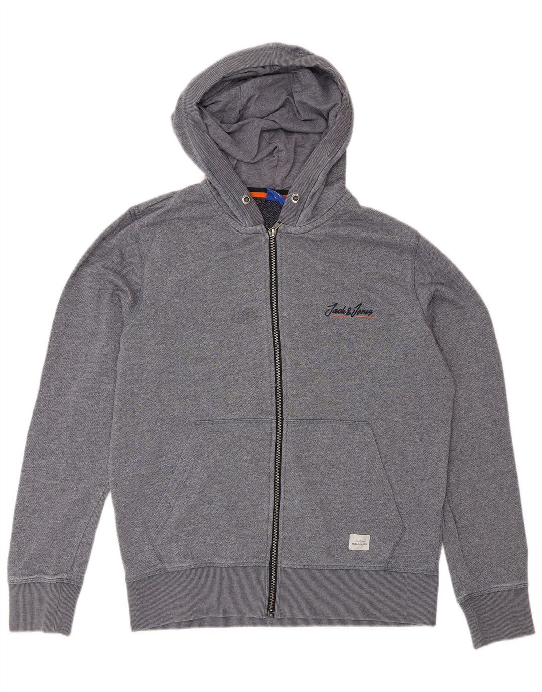 Ανδρικό πουλόβερ Jack & Jones με φερμουάρ με κουκούλα με μεσαίο γκρι πολυεστέρα