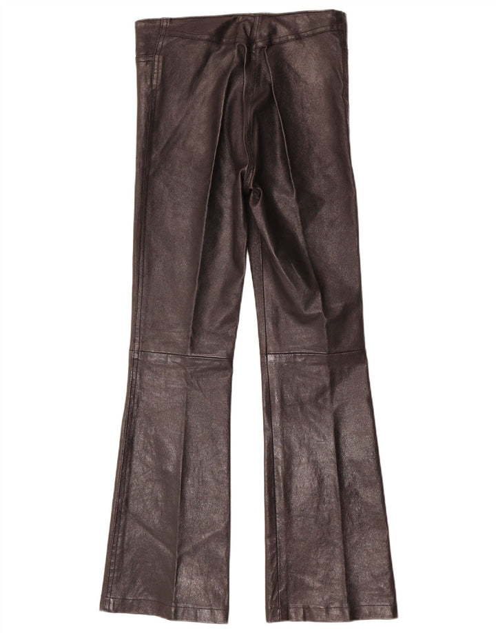 Vintage Γυναικείο Flare Δερμάτινο Παντελόνι W28 L30 Μαύρο