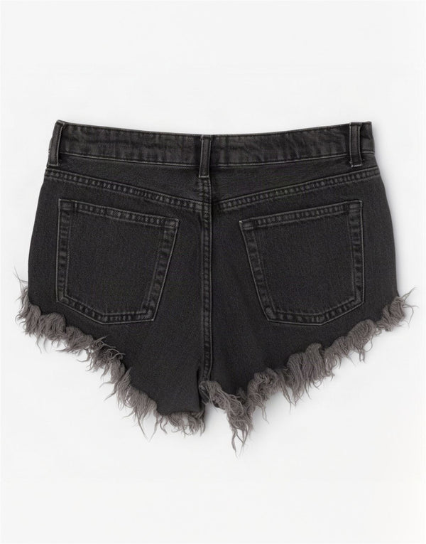 Topshop γυναικείο ψηλόμεσο τζιν σορτς UK 12 Medium W28 Γκρι