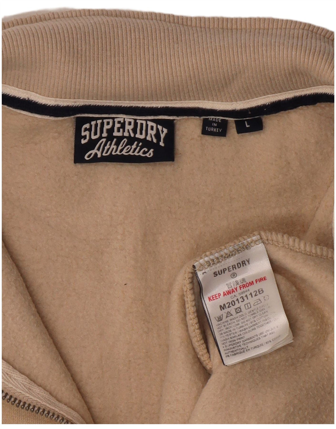 Ανδρικό φούτερ με φερμουάρ SUPERDRY Jumper Μεγάλο Μπεζ βαμβακερό