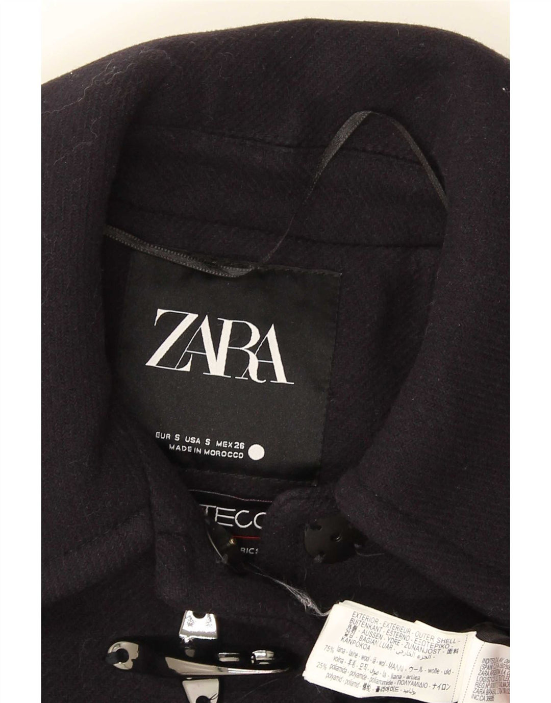 Zara Γυναικείο Πανωφόρι UK 10 Small Navy Blue Wool