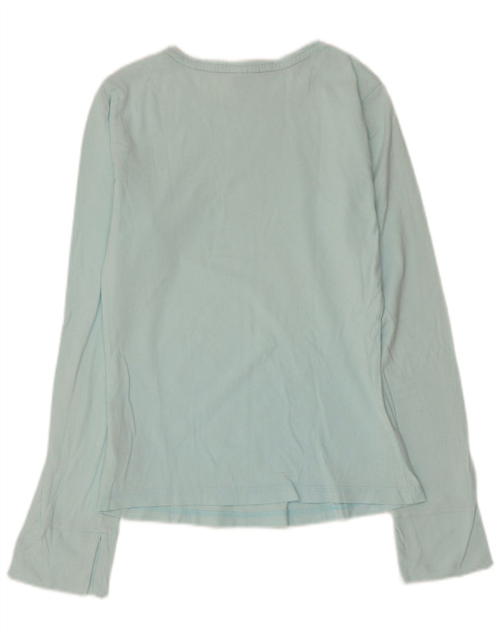 Γυναικείο τοπ ADIDAS Μακρυμάνικο UK 10 Small Blue βαμβακερό