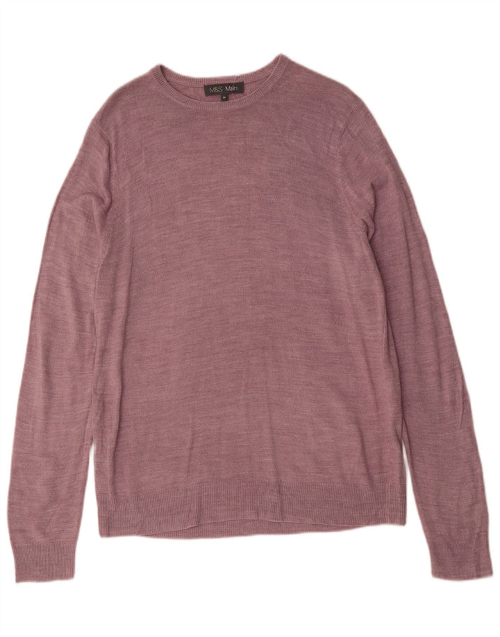 MARKS & SPENCER Ανδρικό πουλόβερ με λαιμόκαυστο με μεσαίο ροζ ακρυλικό