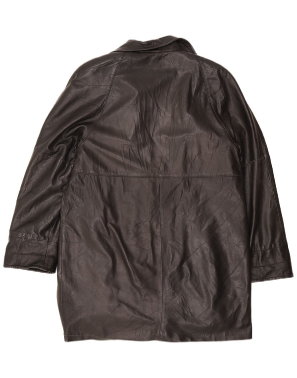 Vintage Γυναικείο Δερμάτινο Παλτό UK 16 Large Μαύρο