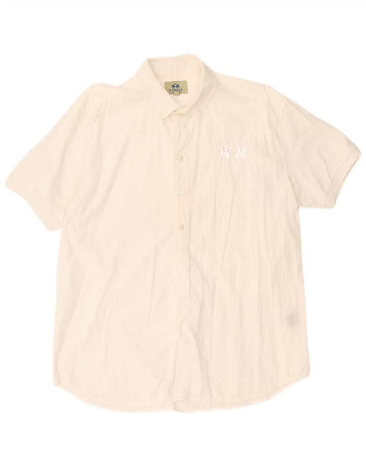 LA MARTINA Ανδρικό Μπουένος Άιρες πουλόβερ κοντομάνικο πουλόβερ XL Λευκό