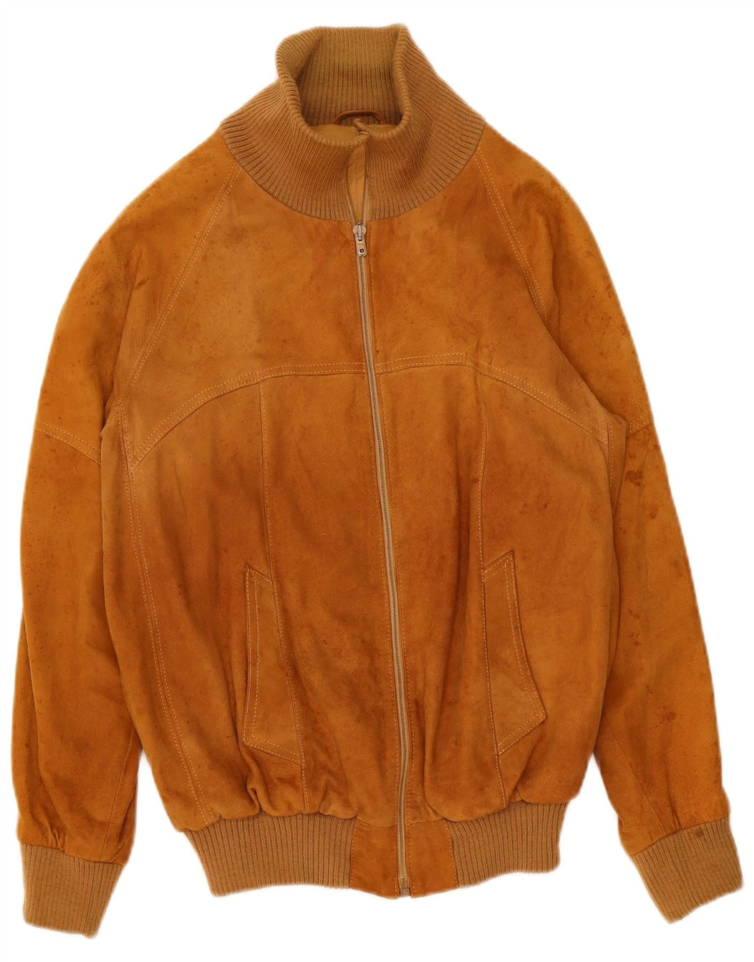 Vintage Ανδρικό Suede Bomber Jacket IT 50 Large Beige Leather
