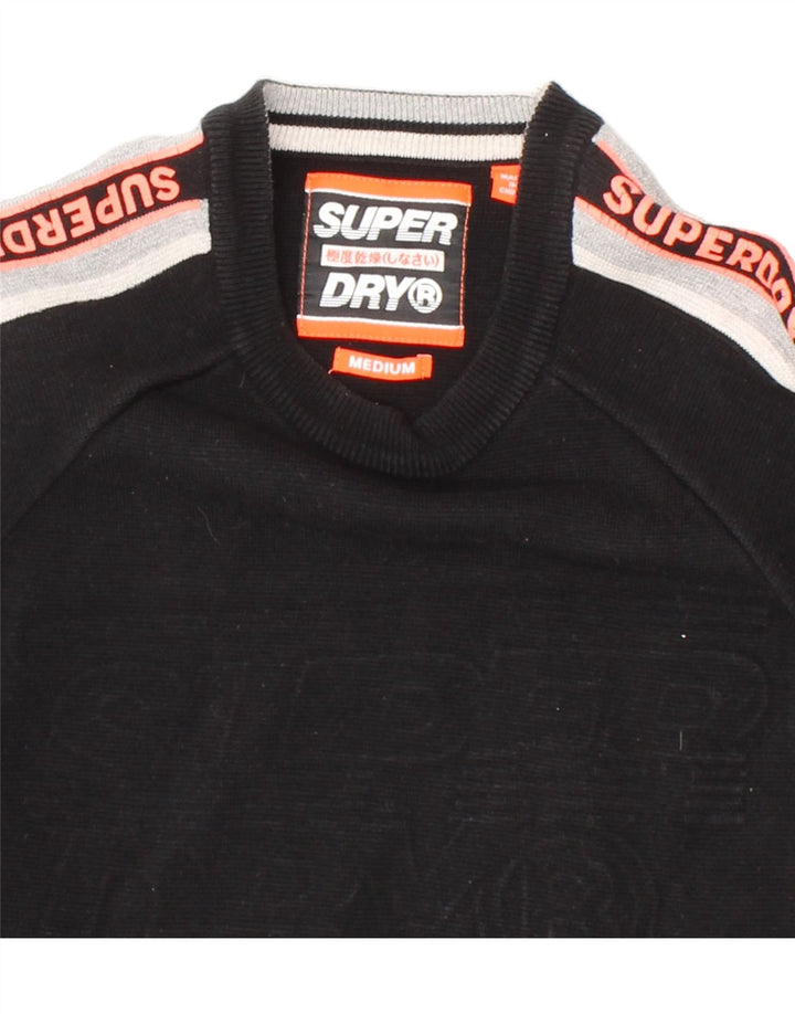 SUPERDRY Womens Graphic Sweatshirt Jumper UK 14 Medium Black Colourblock Vintage Superdry and Second-Hand Superdry from Messina Hembry 