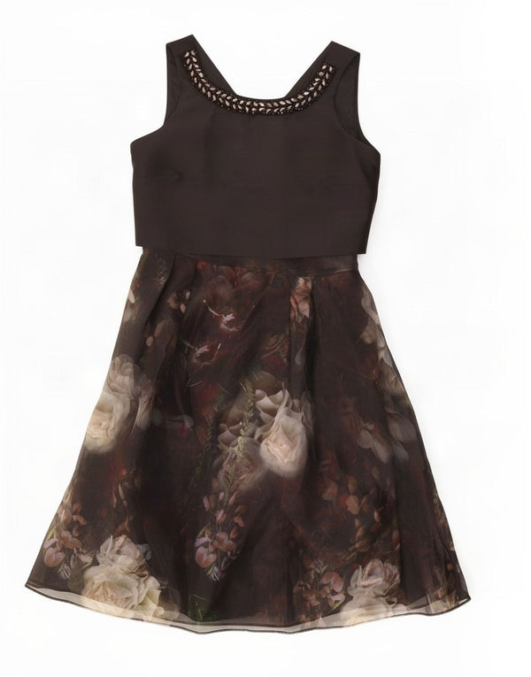 Coast Γυναικείο Αμάνικο Φόρεμα A-Line UK 12 Medium Black Floral Polyester