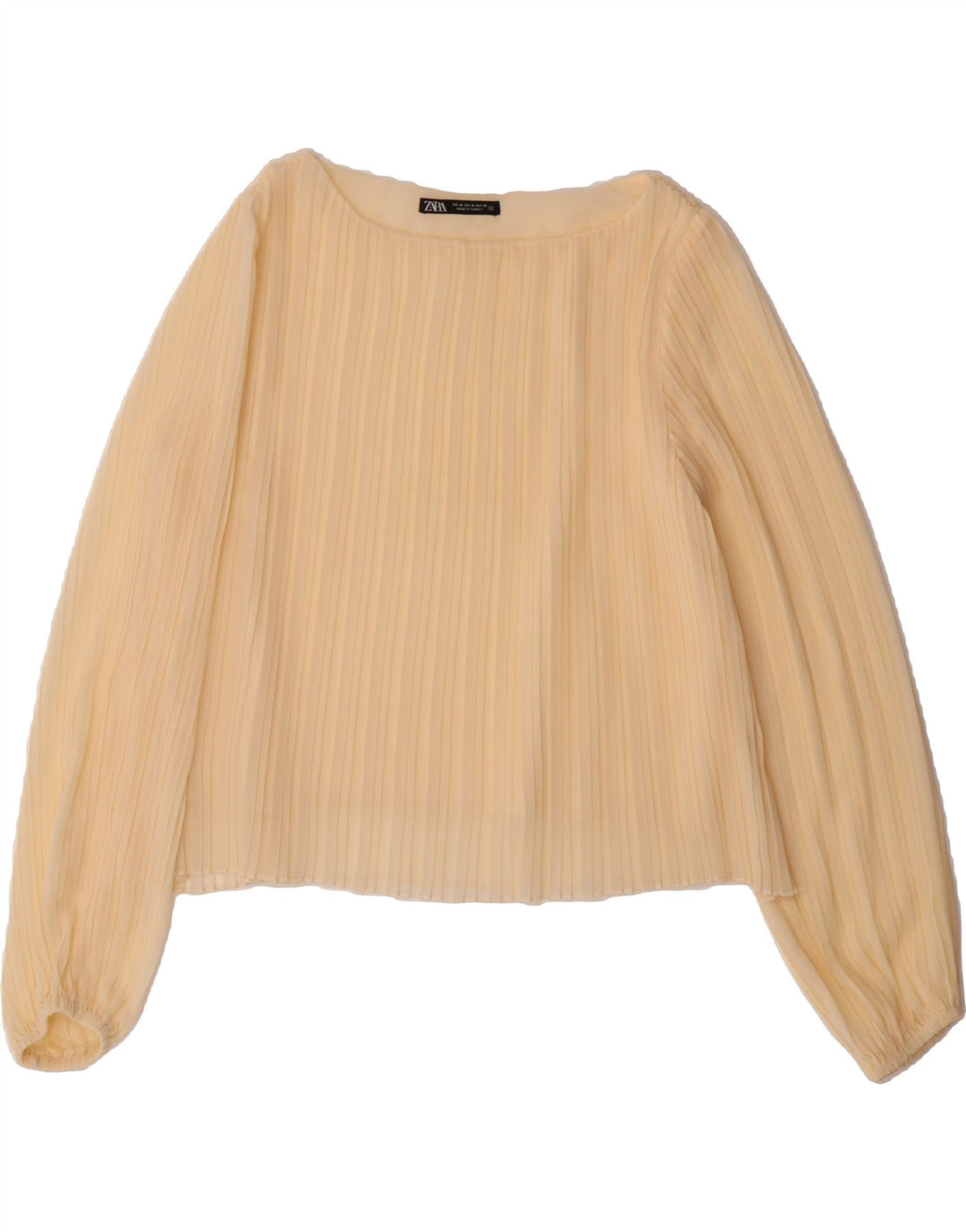 ZARA Womens Crop Long Sleeve Blouse Top UK 12 Medium Off White Vintage Zara and Second-Hand Zara from Messina Hembry 