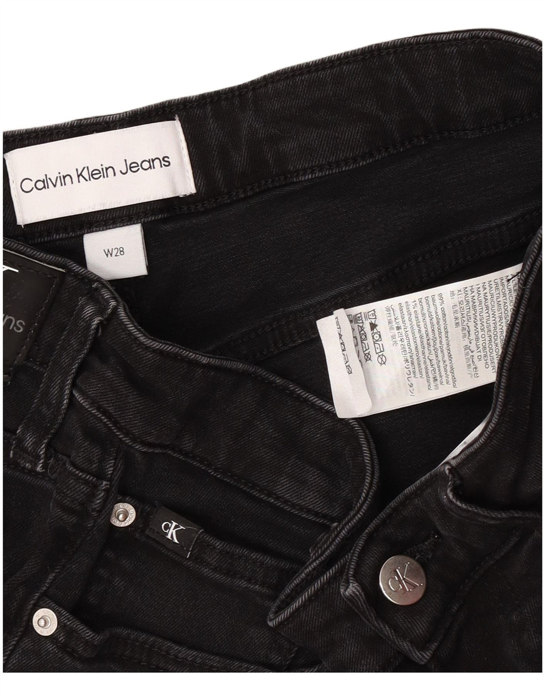Γυναικείο τζιν σορτς Calvin Klein W28 μεσαίο μαύρο βαμβακερό