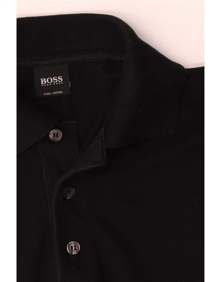 Ανδρικό μπλουζάκι πόλο Hugo Boss, μεσαίο μαύρο βαμβακερό