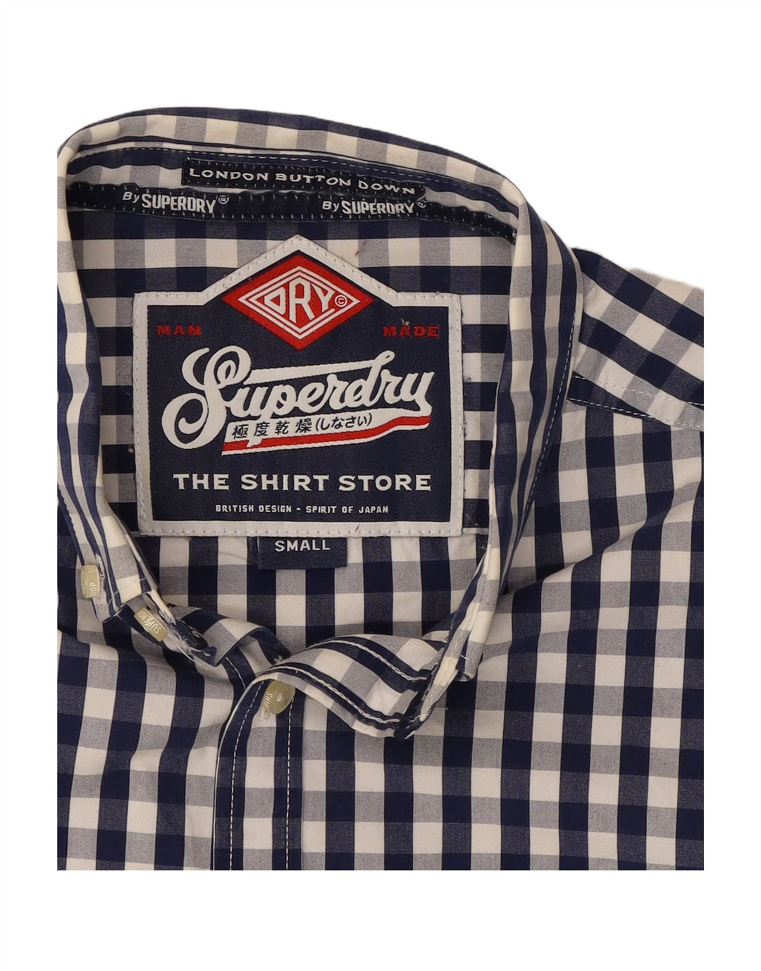 SUPERDRY Mens Shirt Small Navy Blue Check Cotton