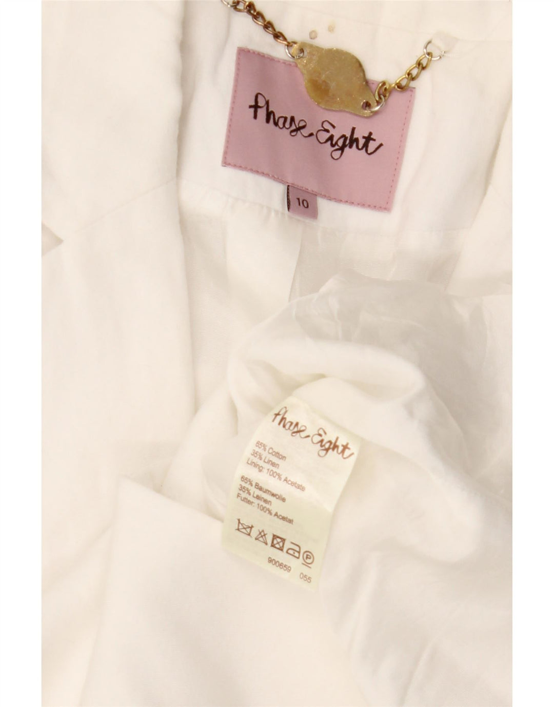 PHASE EIGHT Γυναικείο μπουφάν μπολερό με 1 κουμπί 3/4 μανίκι UK 10 Small White