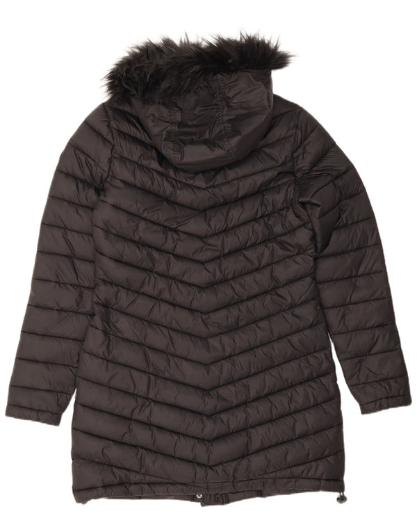 Superdry γυναικείο παλτό με κουκούλα με επένδυση UK 14 Medium Black Nylon