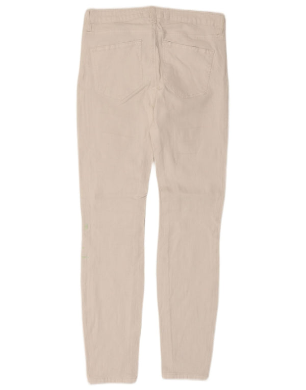 Zara Γυναικείο Slim Casual Παντελόνι EU 36 XS W26 L27 Λευκό βαμβακερό