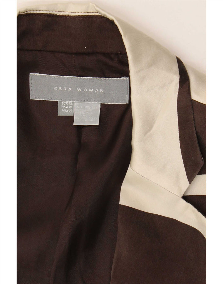 Zara Γυναικείο Μπουφάν 1 Κουμπί Blazer UK 18 XL Καφέ Colourblock