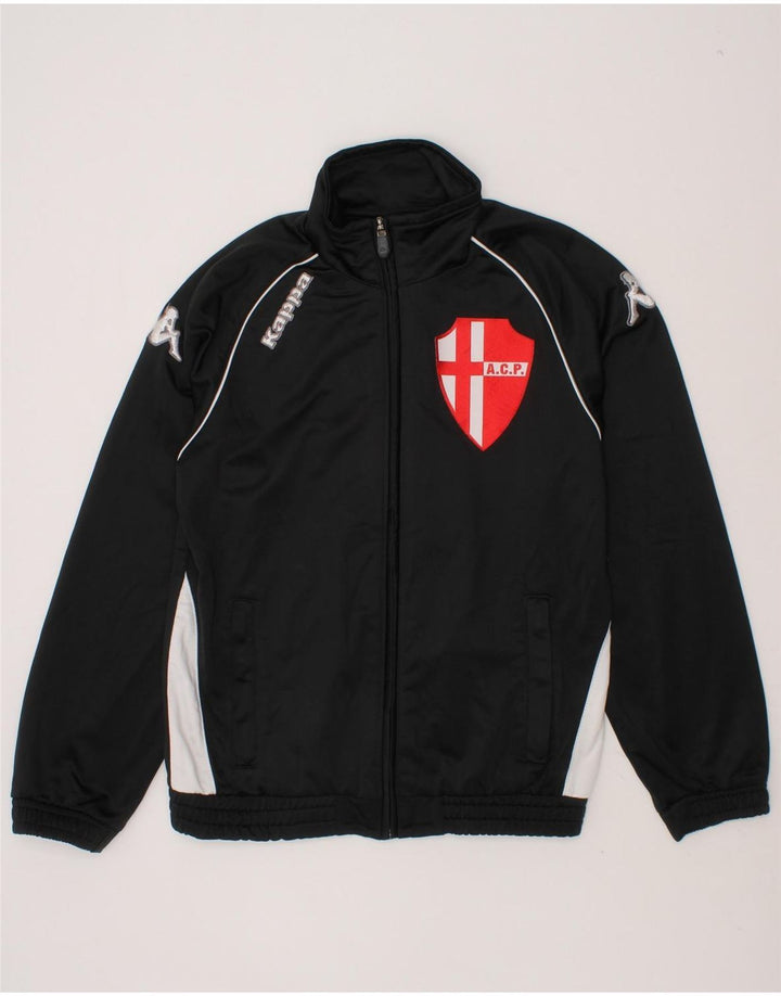 KAPPA Boys Graphic Tracksuit Top Jacket 9-10 Years Black Colourblock Vintage Kappa and Second-Hand Kappa from Messina Hembry 