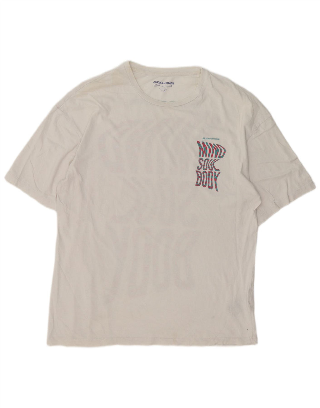 Jack & Jones Ανδρικό γραφικό μπλουζάκι Μπλουζάκι, μεσαίο λευκό βαμβακερό