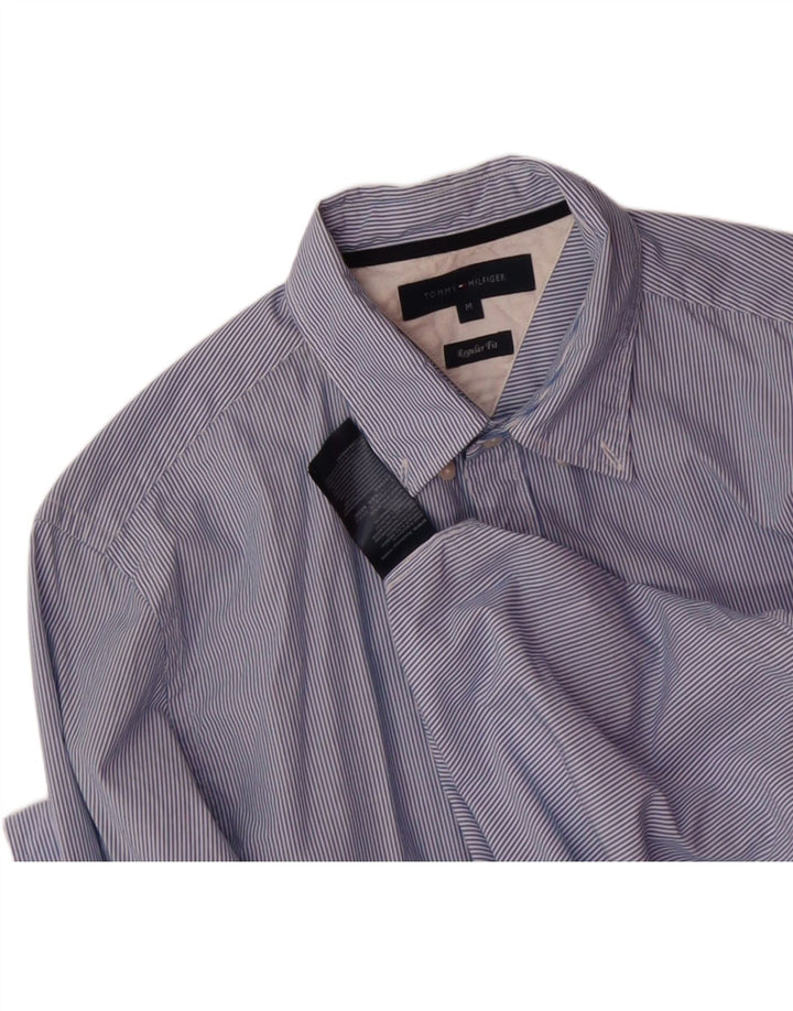 TOMMY HILFIGER Mens Regular Fit Shirt Medium Blue Pinstripe Cotton Vintage Tommy Hilfiger and Second-Hand Tommy Hilfiger from Messina Hembry 