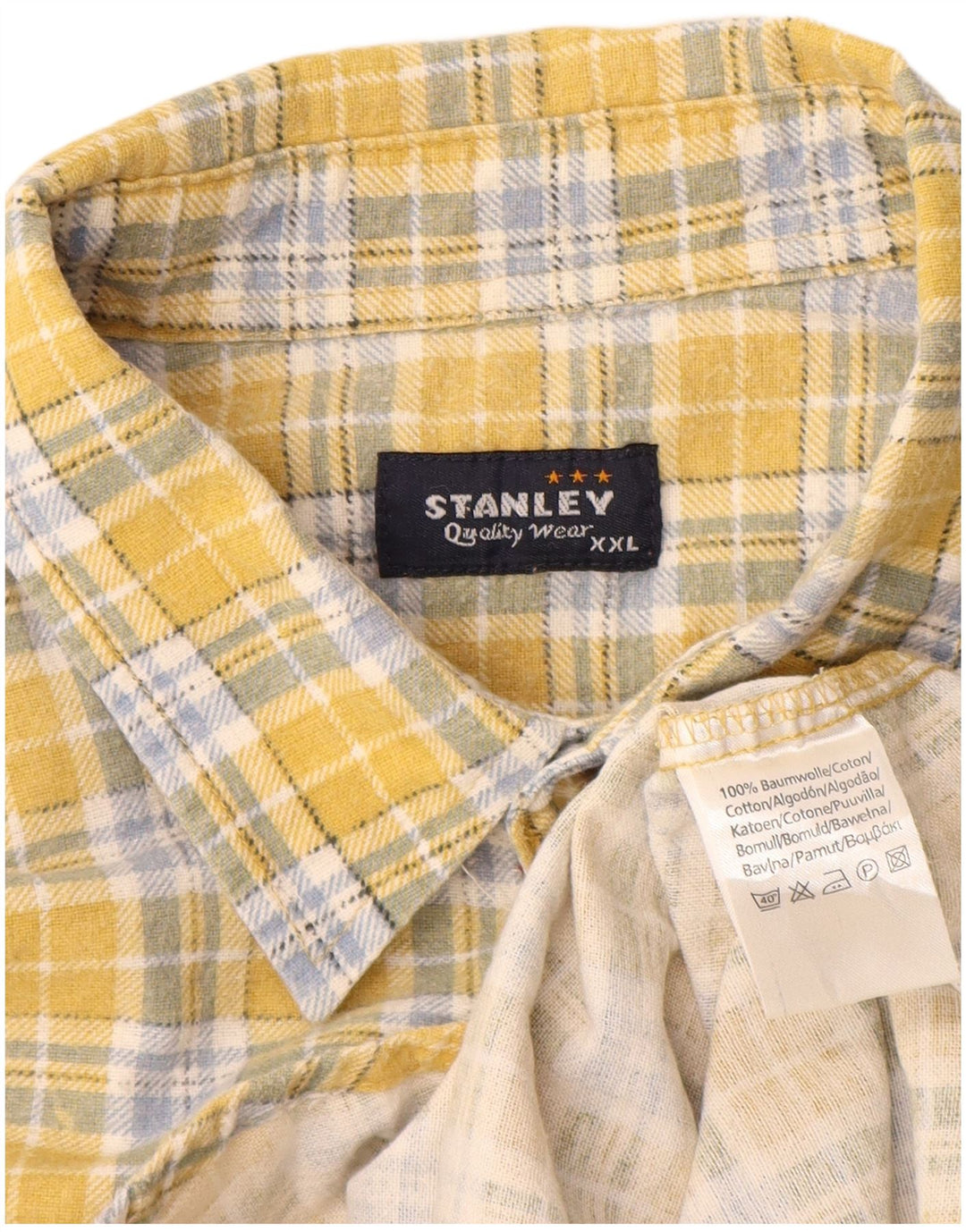 Ανδρικό φανελένιο πουκάμισο Stanley 2XL κίτρινο βαμβακερό καρό
