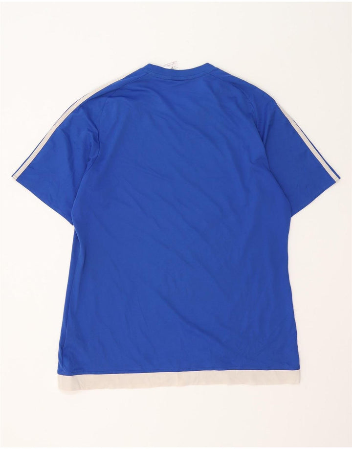 Ανδρικό T-Shirt Climalite ADIDAS Top Large Blue Colorblock Πολυεστέρας