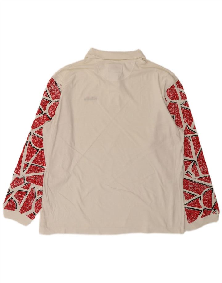 ELLESSE Ανδρικό μακρυμάνικο μπλουζάκι πόλο IT 50 Μεσαίο λευκό γεωμετρικό βαμβάκι